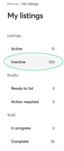 inactive mercari listing