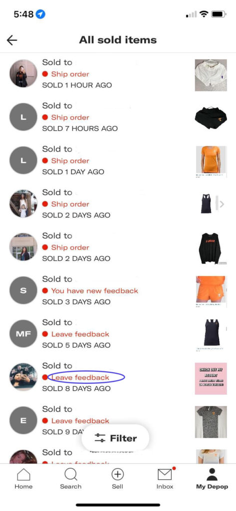 how to leave review depop