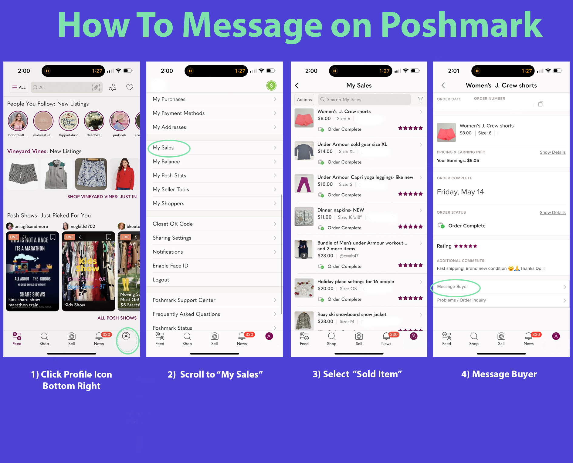 how to message someone on poshmark