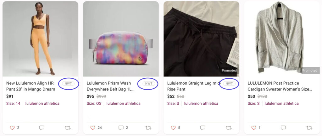 what does nwt on poshmark mean