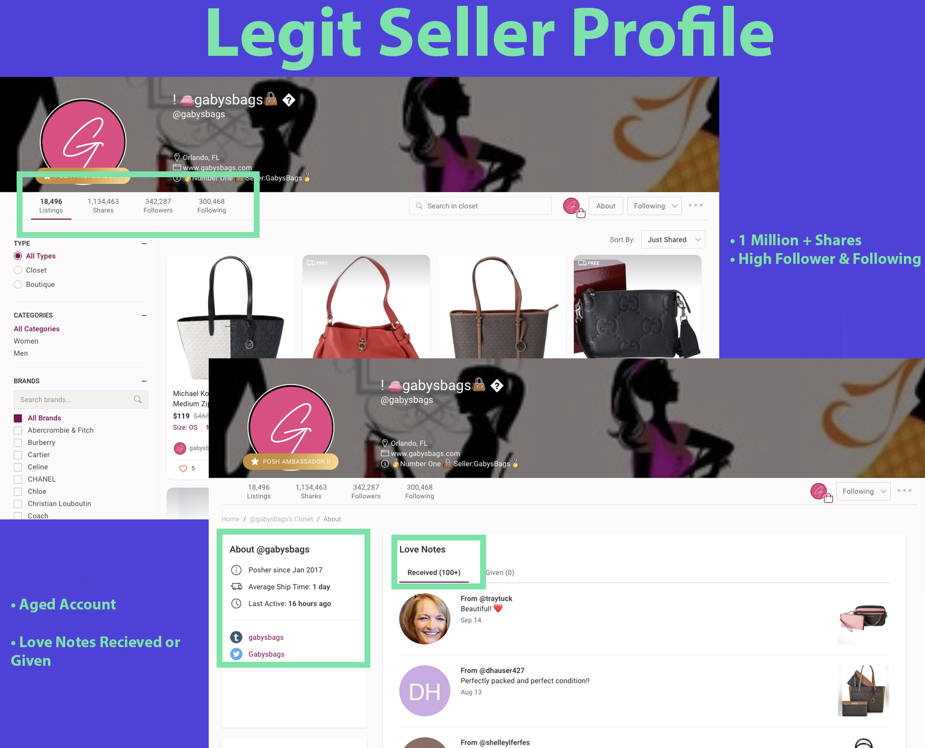 poshmark legit seller profile